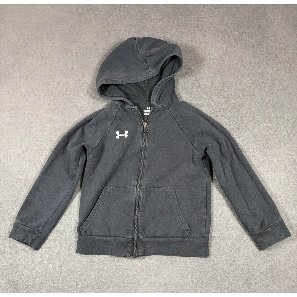 Under Armour Full Zip Hoodie Youth YXS Black Rival Fleece Logo